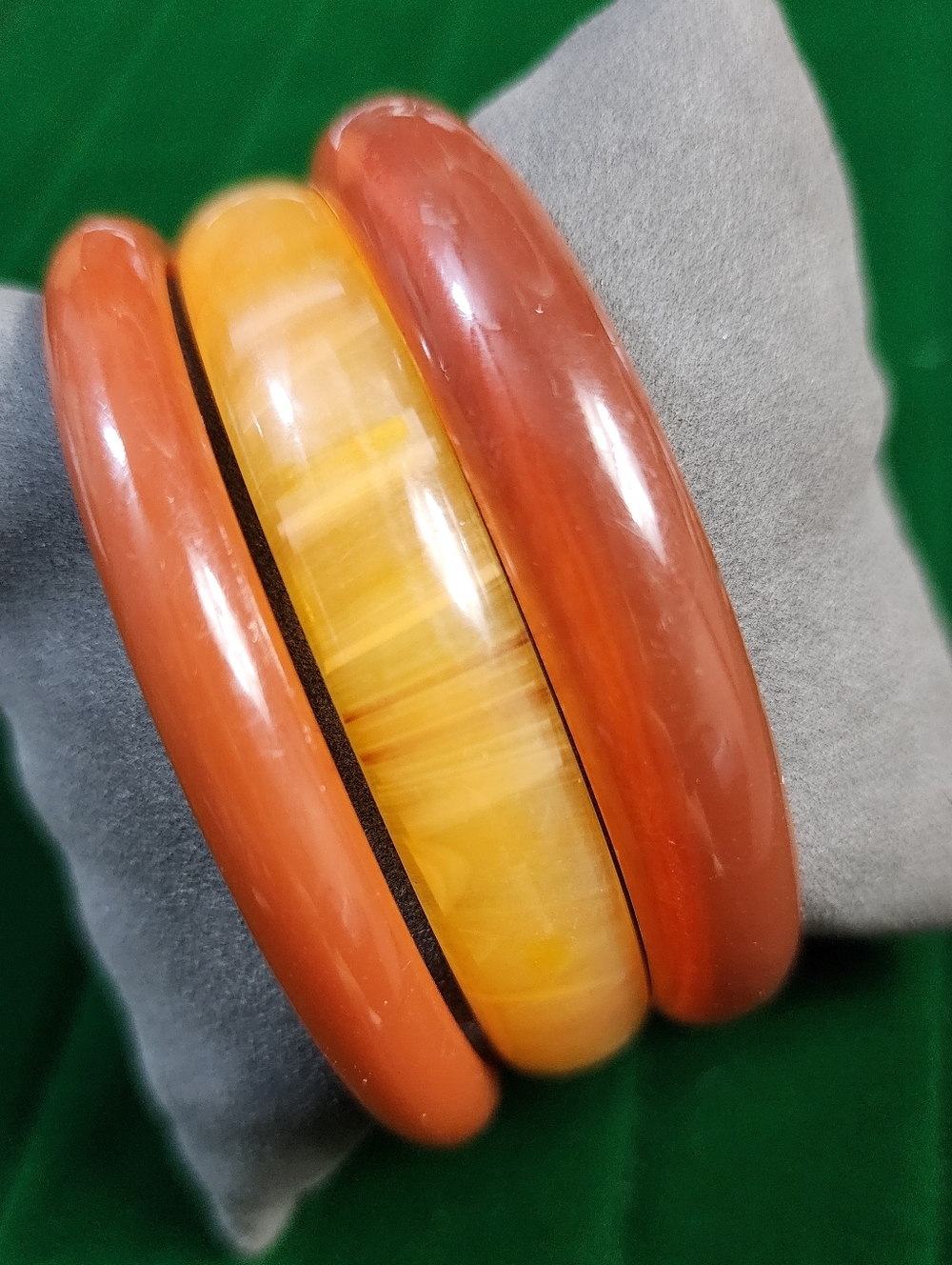 Vintage 70s Tested Bakelite Bangle Bracelets Set 3 Orange Yellow Stack